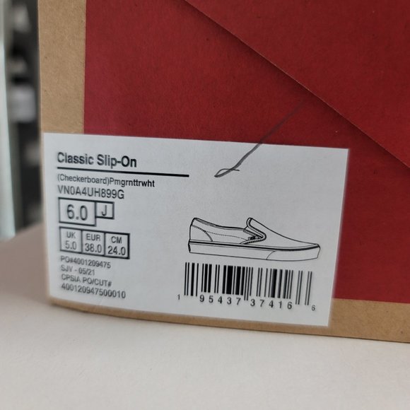 NEW Vans Classic Slip-on Maroon Checkered Women's Athletic Casual Skate Shoes - Picture 9 of 10